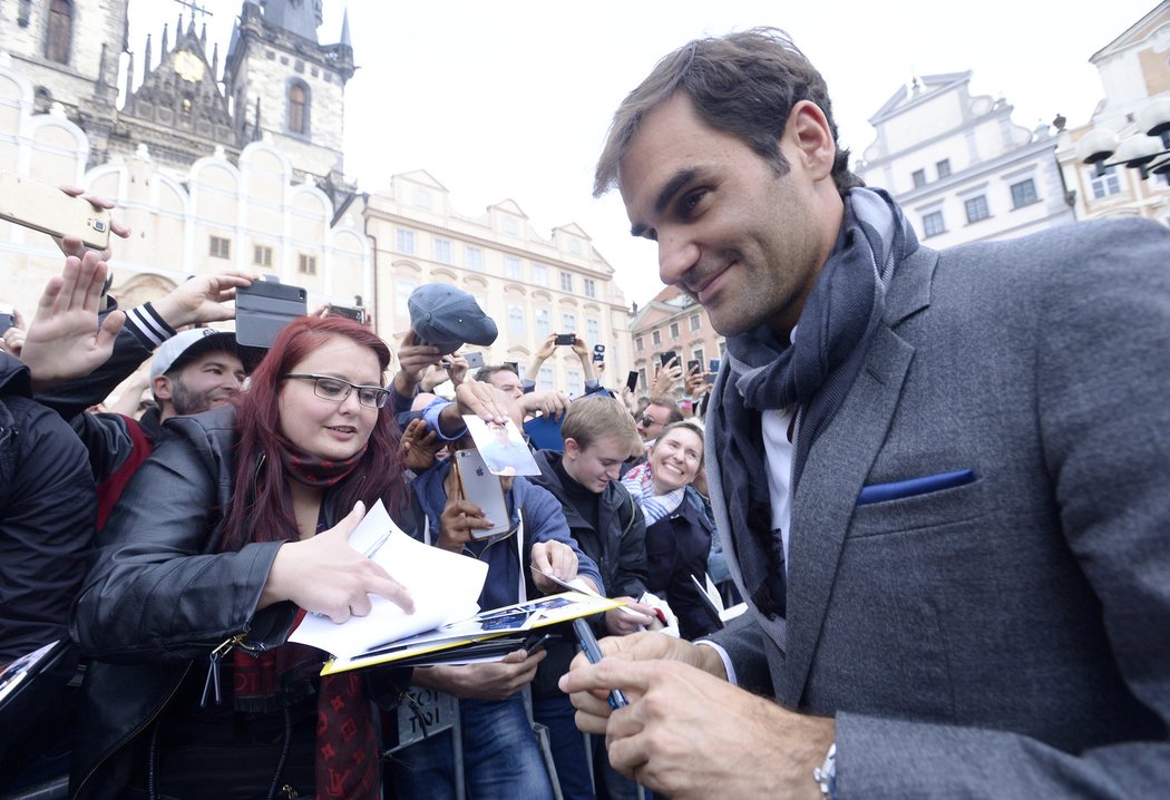 Roger Federer při návštěvě Prahy