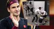 Roger Federer se v útrobách Rod Laver Areny rozdováděl