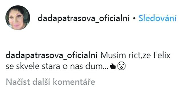 Dáda Patrasová na Instagramu děkuje manželovi