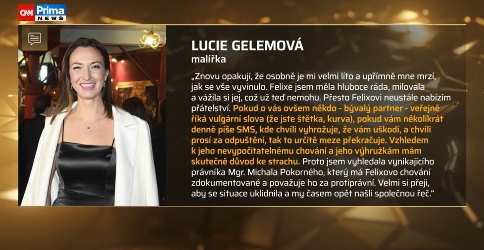 Lucie Gelemová o Felixi Slováčkovi