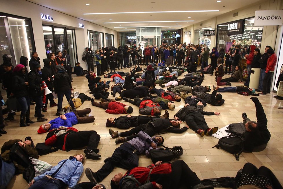 Demonstranti zablokovali obchodní centra