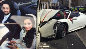Manželský pár z Británie naboural s vypůjčeným luxusním fárem - kabrioletem Ferrari 458 Spider za 8,5 milionu korun.