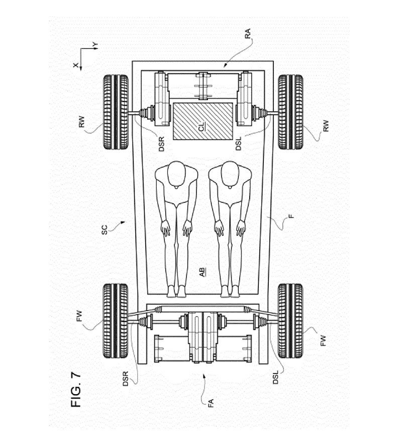 První elektrické Ferrari může dostat hned čtyři elektromotory, naznačuje patent