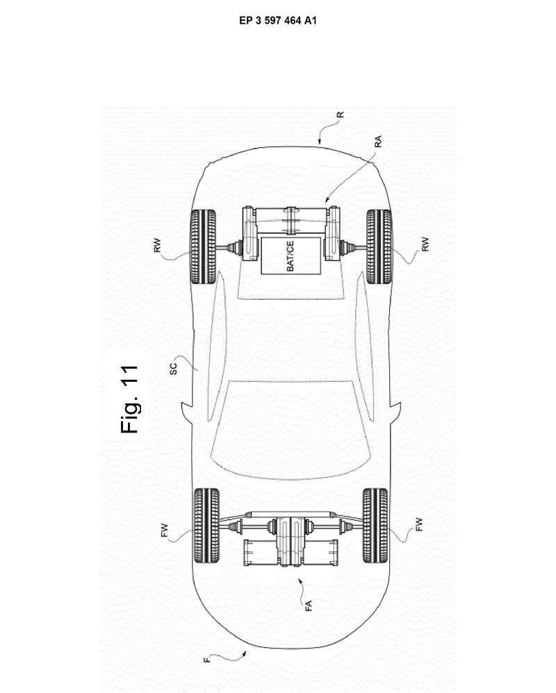 První elektrické Ferrari může dostat hned čtyři elektromotory, naznačuje patent
