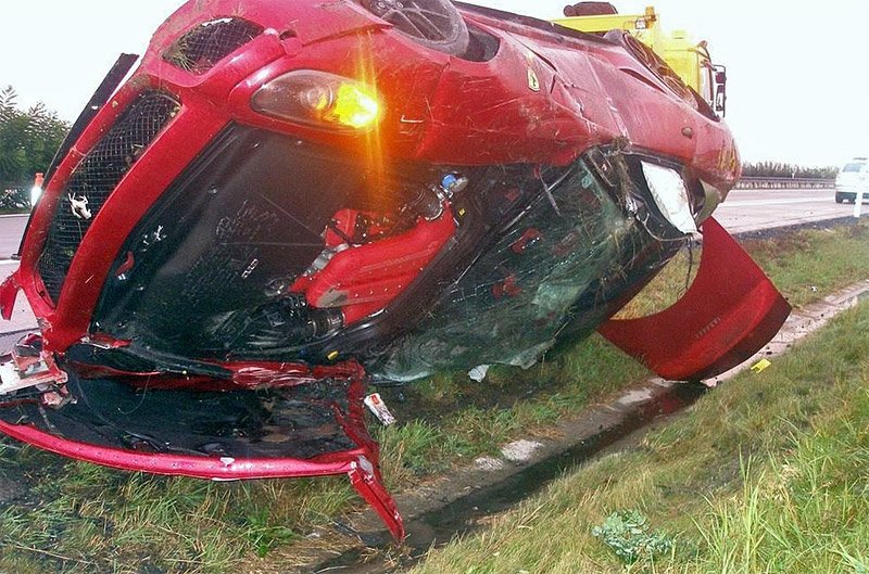 Nehoda Ferrari 599 GTO na dálnici D11 (srpen 2011)