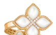 Prsten z 18karátového žlutého zlata s diamanty a perletí