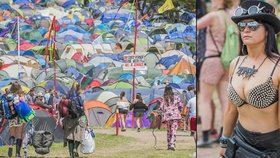 Na festivalu v Glastonbury to žije: Potkáte lidi v kravích kostýmech, naháče nebo potetované rockery