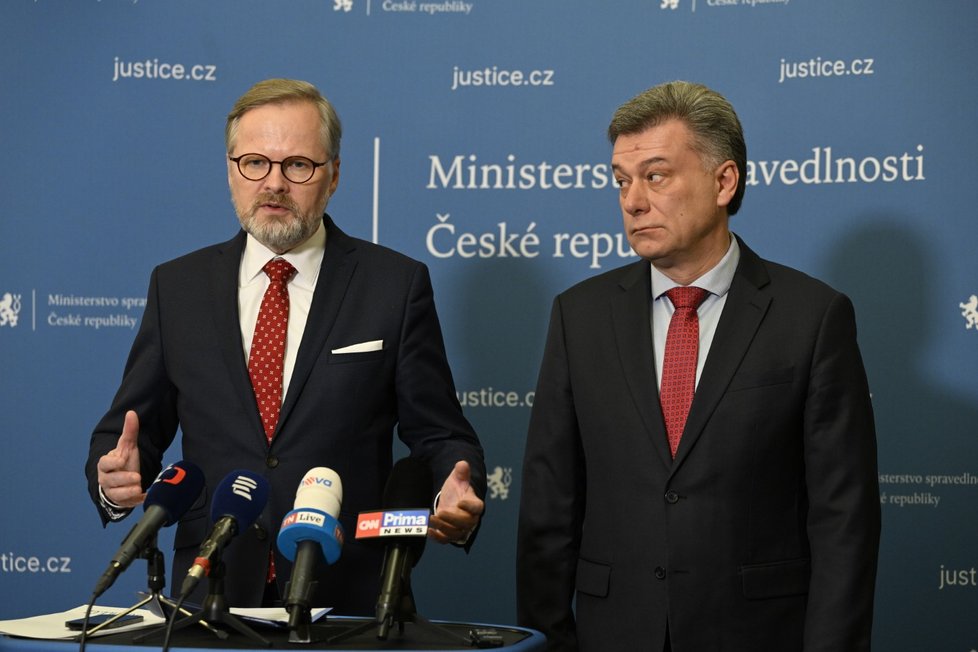 Premiér Petr Fiala (ODS) na bilanční návštěvě na ministerstvu spravedlnosti (30.1.2023)