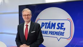 Premiér Petr Fiala (ODS) ve studiu Blesku. (25. 1. 2023)