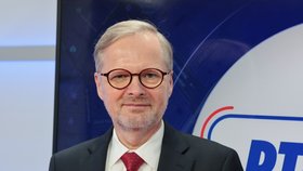 Premiér Petr Fiala (ODS) ve studiu Blesku (25. 1. 2024)