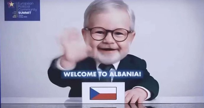 Albánie, která hostila summit Evropského politického společenství, ztvárnila na úvod akce pomocí umělé inteligence všechny lídry přítomných zemí jako batolata. Takto mával premiér Petr Fiala.
