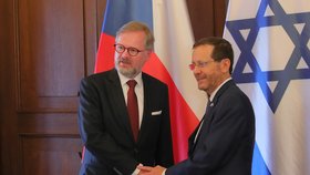 Petr Fiala potkal izraelského prezidenta Jicchaka Herzoga. (11. 7. 2022)