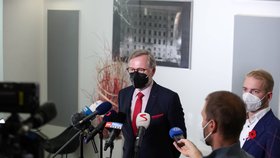 Předseda ODS Petr Fiala po jednání s prezidentem Milošem Zemanem (6.11.2021)