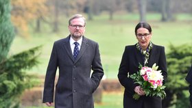 Šéf ODS Petr Fiala a 1. místopředsedkyně strany Alexandra Udženija v Lánech