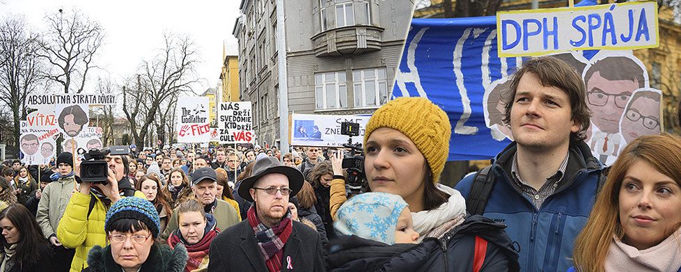 Stovky lidí demonstrovaly před slovenskou ambasádou. Chtějí změnu vlády.