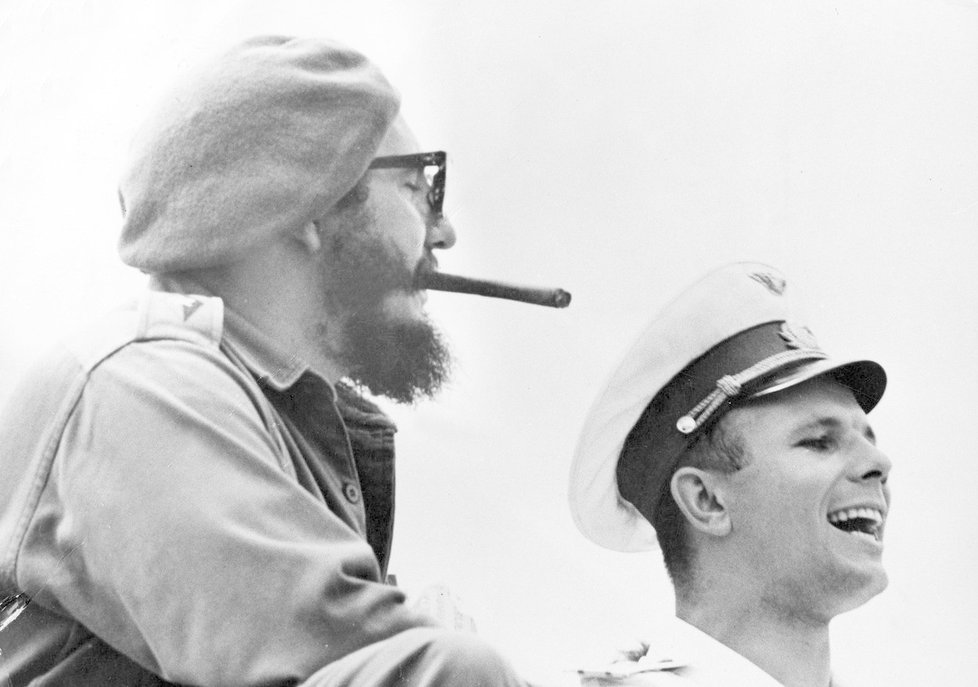 Fidel Castro a legendární sovětský kosmonaut Jurij Gagarin v roce 1961