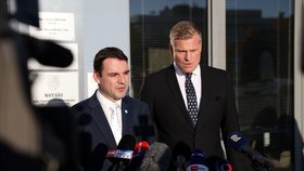 Filip Turek a Petr Macinka po jednání s Andrejem Babišem (13.10.2025)