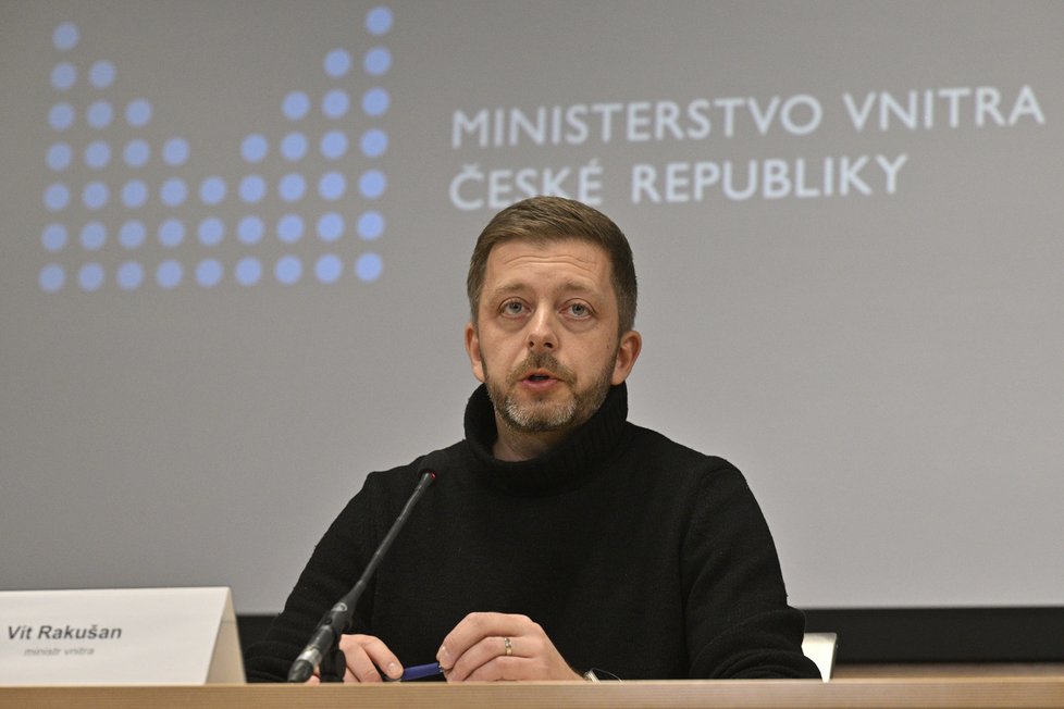 Ministr vnitra Vít Rakušan (STAN) na tiskovce (22.12.2023)