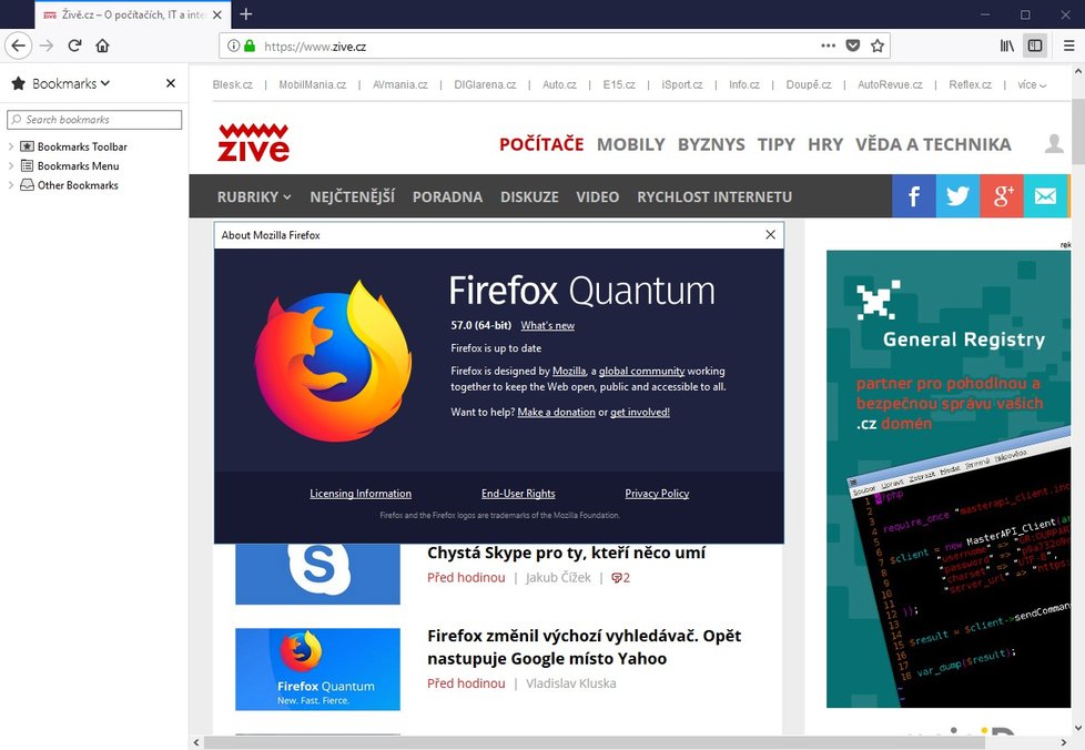 Aktuální Firefox Quantum je vlastně Firefox 57