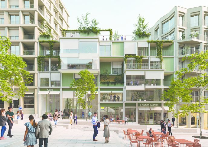 Pohled na třetí blok z ulice Na Florenci Pohled na třetí blok z ulice Na Florenci