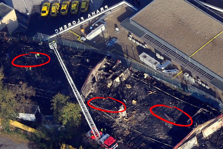 Na těchto třech místech byly nalezeny oběti požáru