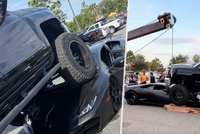 Řidička »zaparkovala« na střeše luxusního lamborghini: Nehodu zachytila kamera