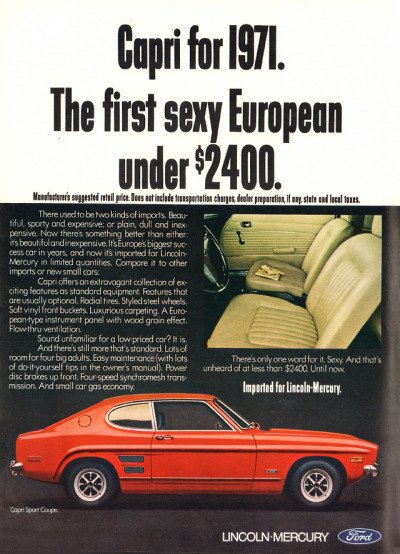 Capri pro rok 1971. První sexy Evropanka za méně než 2400 dolarů.