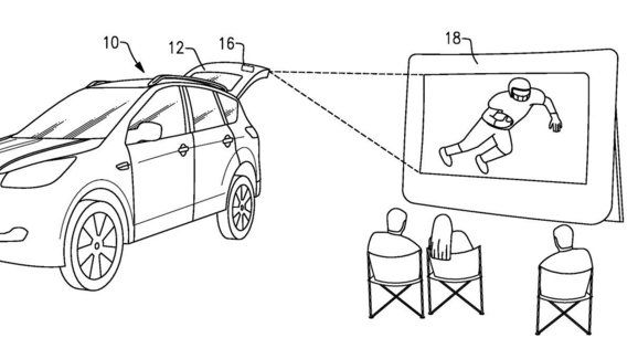 Bláznivý patent Fordu umožňuje proměnit auto v pojízdné letní kino