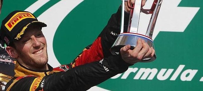 Romain Grosjean se raduje při GP USA z druhého místa