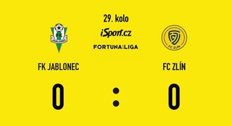 SESTŘIH: Jablonec - Zlín 0:0. Hosté zvládli oslabení, drží odstup