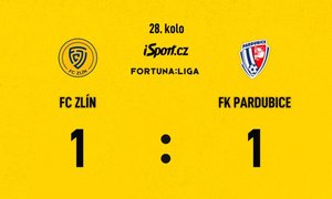 FORTUNA: SESTŘIH: Zlín - Pardubice 1:1. Remíza v boji o záchranu, srovnal Hlavatý