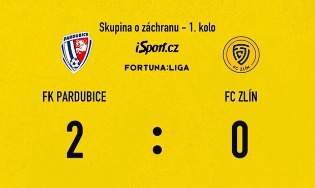 SESTŘIH: Pardubice - Zlín 2:0. Icha akrobaticky rozhodl o výhře domácích