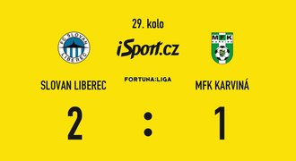 SESTŘIH: Liberec - Karviná 2:1. Slovan ukončil gólový půst a zvítězil