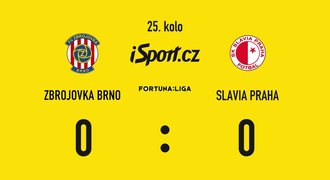 SESTŘIH: Brno – Slavia 0:0. Nečekaná ztráta lídra, gólman Vágner vyloučen