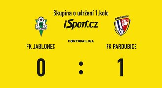 SESTŘIH: Jablonec - Pardubice 0:1. Rozhodl Solil, Severočeši v oslabení