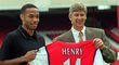 Thierry Henry při přestupu do Arsenalu s trenérem Arsénem Wengerem v roce 1999