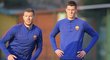 Edin Džeko a Patrik Schick na tréninku AS Řím