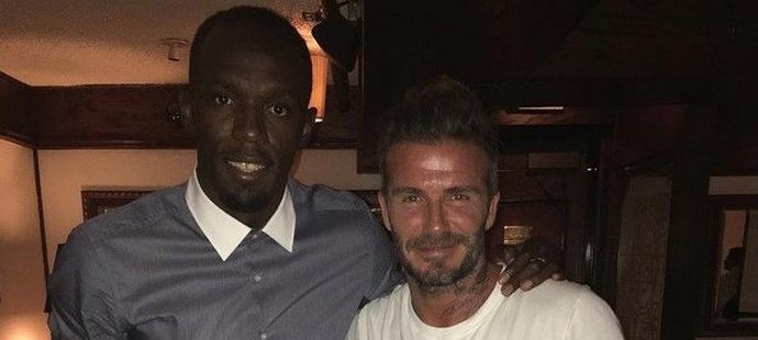 Setkání sportovních supercelebrit: Usain Bolt potkal Davida Beckhama.