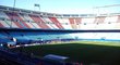 Pohled na stadion Atlétika Madrid před odvetou čtvrtfinále Ligy mistrů