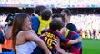 Lionel Messi si zápas ve společnosti svojí rodiny na stadionu Barcelony užíval