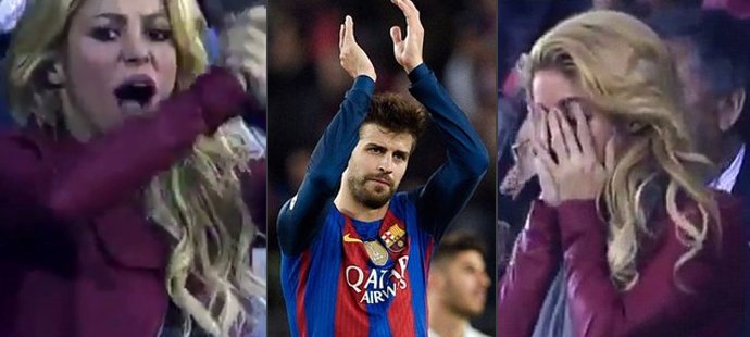 Zpěvačka Shakira ukázala při zápase svého partnera Gerarda Piquého z Barcelony při šlágru s Realem Madrid celou škálu emocí