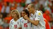 Pavel Nedvěd, Milan Baroš a Jan Koller na mistrovství Evropy 2004 v Portugalsku