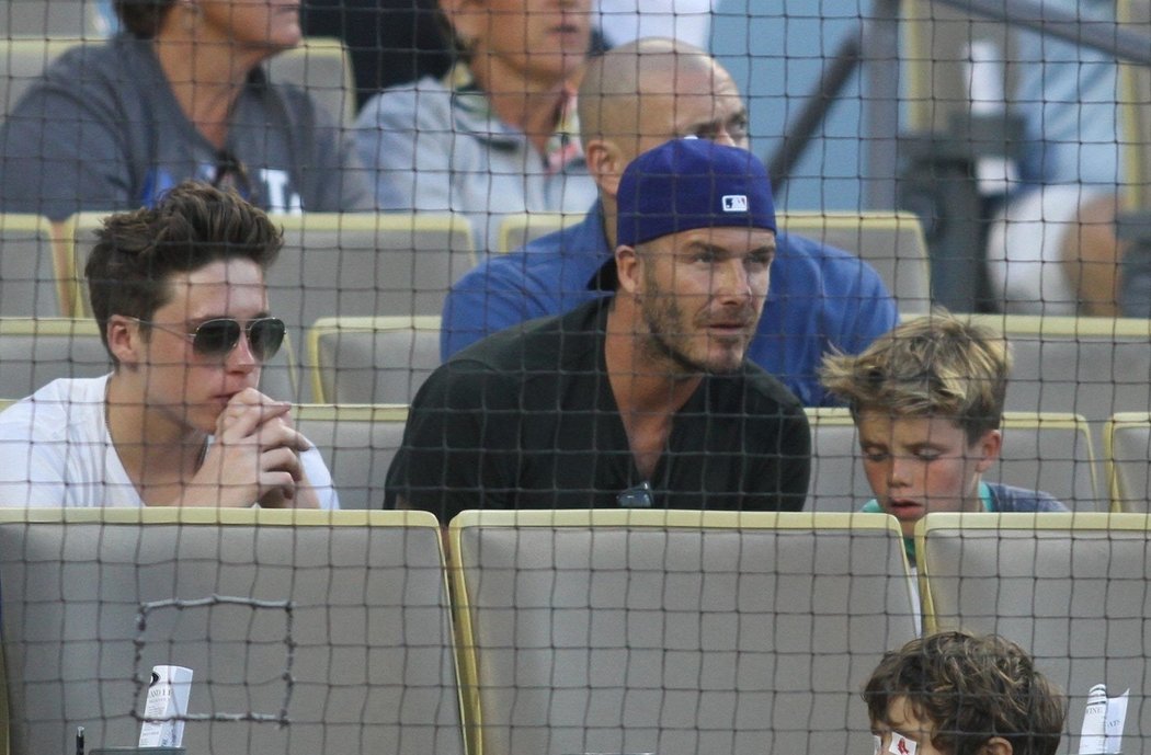 David Beckham sledoval zápas baseballistů LA Dodgers se svými syny