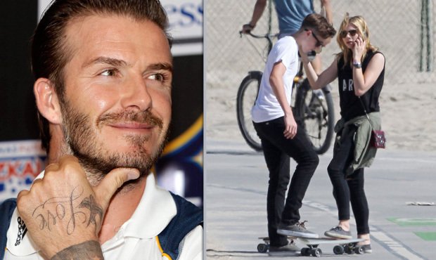 Hrdý táta David Beckham dohlíží na své děti. Synovi Brooklynovi (15) už se zapalují lýtka.