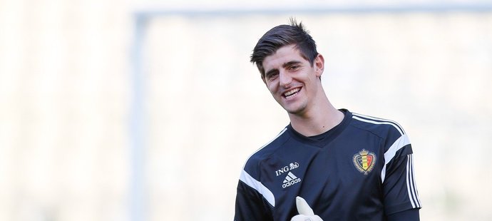 Thibaut Courtois na tréninku belgické reprezentace