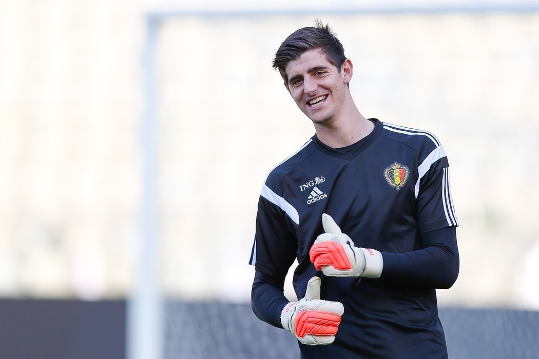 Thibaut Courtois na tréninku belgické reprezentace