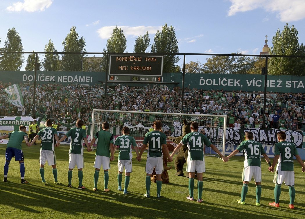 Fotbalisté Bohemians po vítězství nad Karvinou