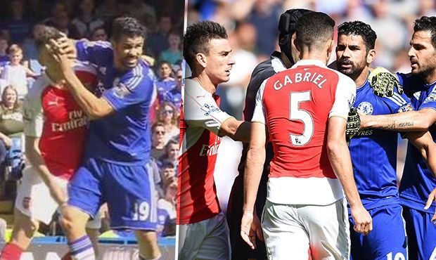 Útočník Chelsea Diego Costa byl při derby s Arsenalem vidět - ne vždy v lichotivém světle