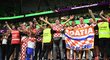Radost chorvatských fanoušků na stadionu po vyřazení Brazílie