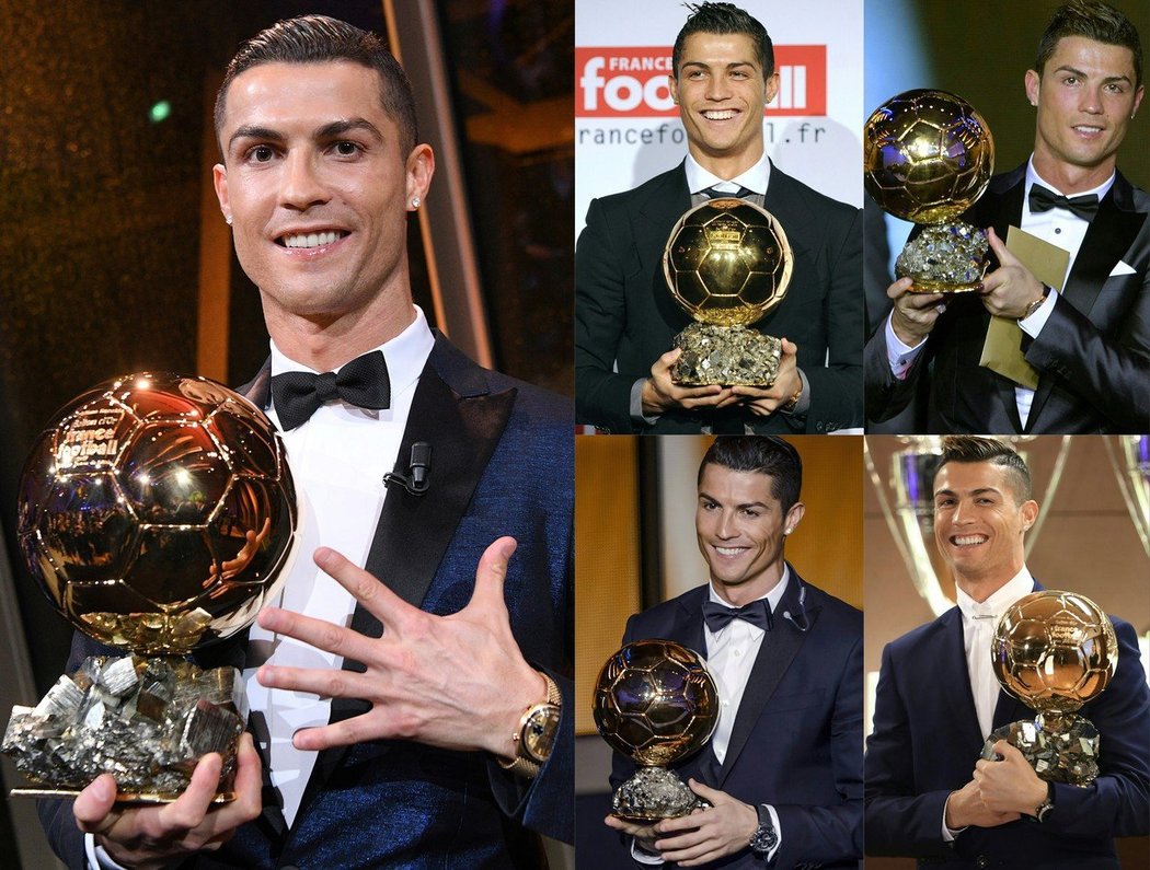 Cristiano Ronaldo a jeho pět Zlatých míčů